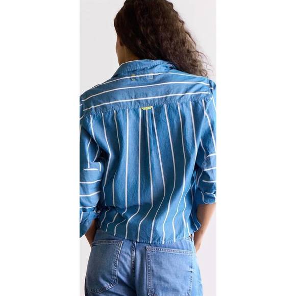 NEW KERRI ROSENTHAL joey shirt in aegean/white - Picture 2 of 4